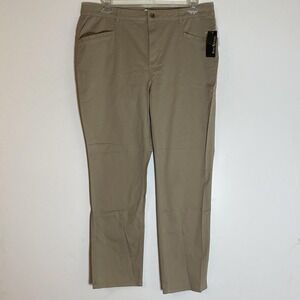 Kim Rogers Pants Womens 14 Beige Twill Khakis Straight Leg Stretch Pockets